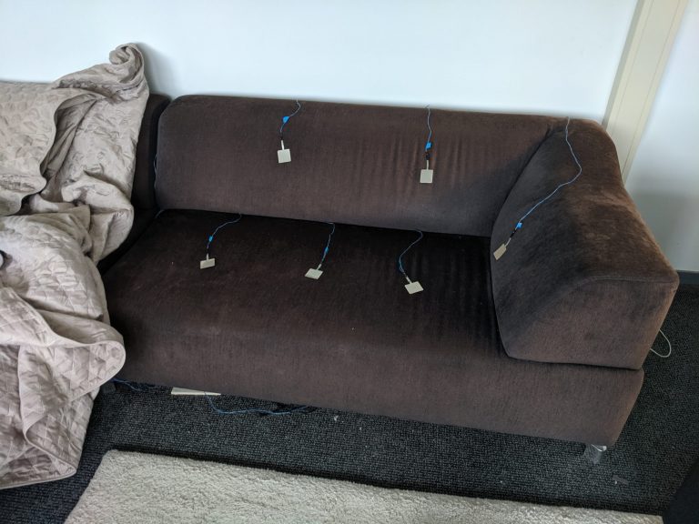 Couch equipped with sensors